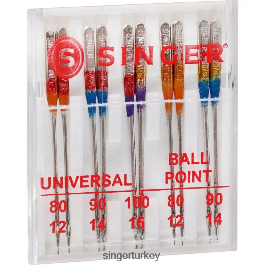 Aksesuarlar SINGER evrensel ve yuvarlak uçlu iğneler çeşitli boyutlarda JV020L116