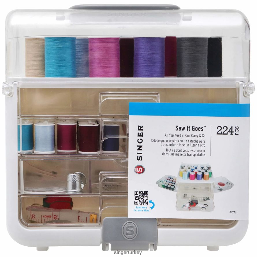 Aksesuarlar SINGER Stitch-it-goes klasik renklerle 224 parçalı dikiş ve el işi saklama seti JV020L95