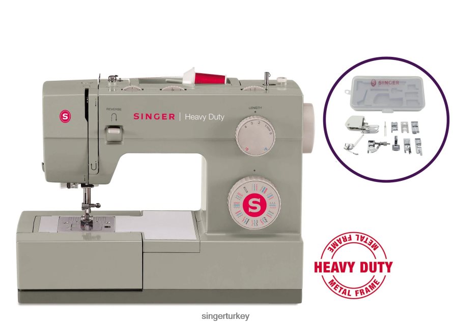 makineler SINGER ağır hizmet 4452 ve baskı ayağı kiti paketi JV020L5